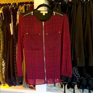 Michael Kors Pink (Fuschia) Print Top (Sheer)